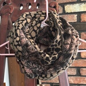 Elegant Brown Patterned Infinity Scarf